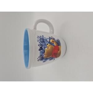 Disney Winnie the Pooh Ceramic Mug Blue Interior Butterflys Flowers